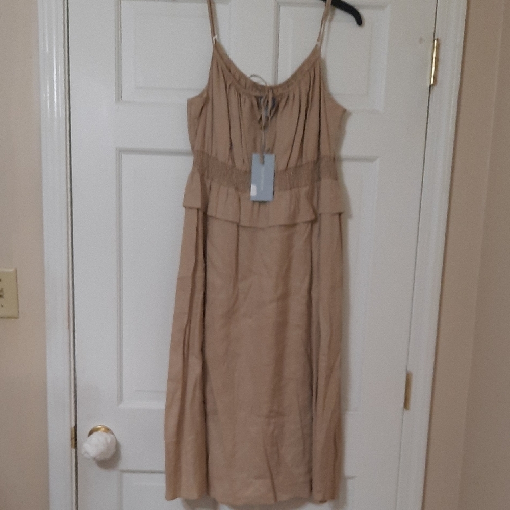 Elegant Tan/Khaki Women's  Midi Dress